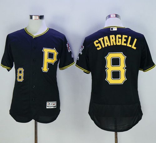 Pirates #8 Willie Stargell Black Flexbase Authentic Collection Stitched MLB Jersey - Click Image to Close